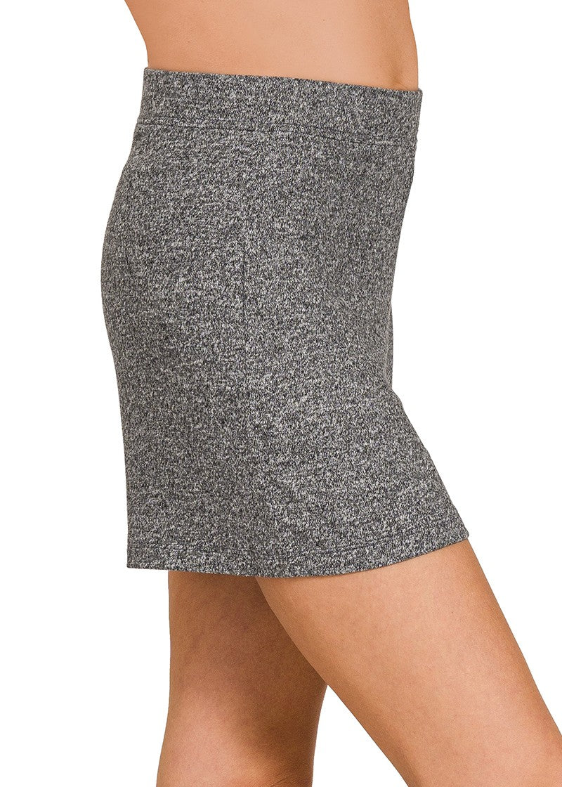 Zenana Soft Melange Hacci Elastic Waisted Shorts