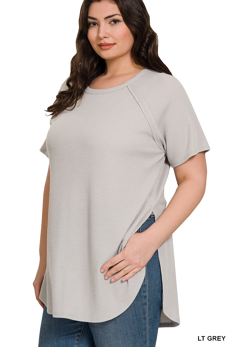 Zenana Melange Baby Waffle Short Sleeve Top (3 Colors)