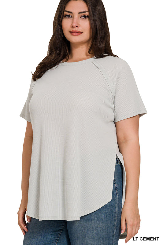Zenana Melange Baby Waffle Short Sleeve Top (2 Colors)