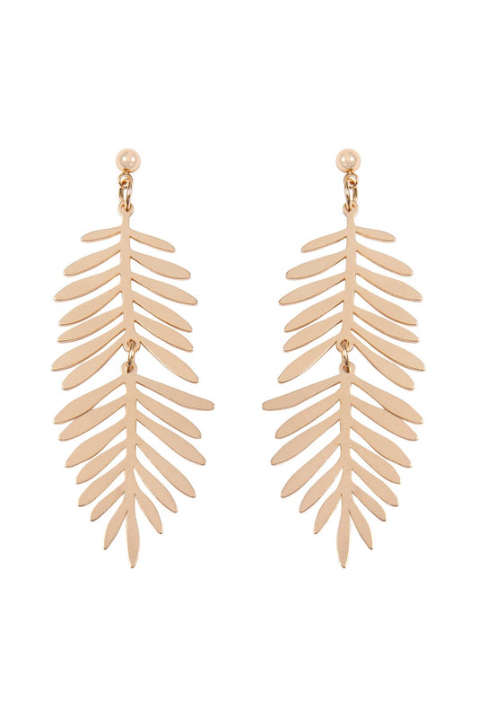 Metal Leaf Dangle Drop Earrings (2 Colors)