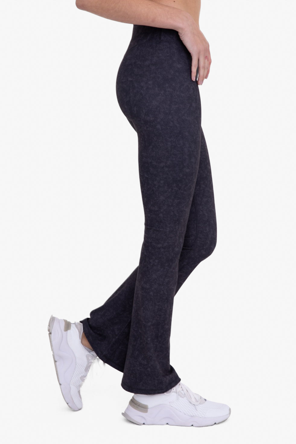 Mono B Muted Watercolor Brushed Crossover Flared Leggings