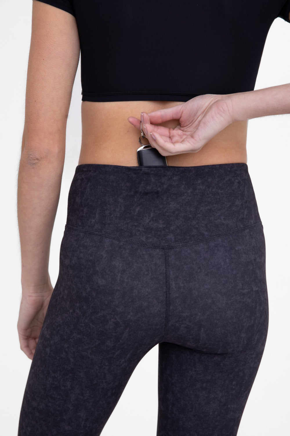 Mono B Muted Watercolor Brushed Crossover Flared Leggings