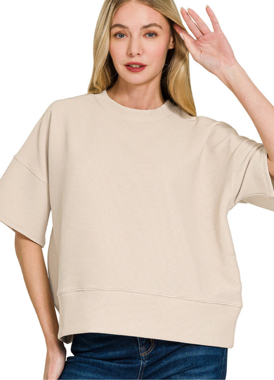 Zenana Round-Neck Waist Banded Shirt
