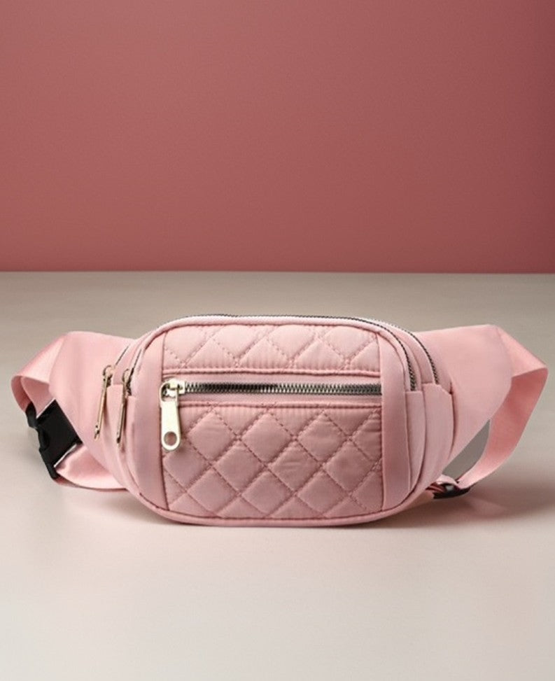 Quilted Multi Pocket Waist Belt Bag