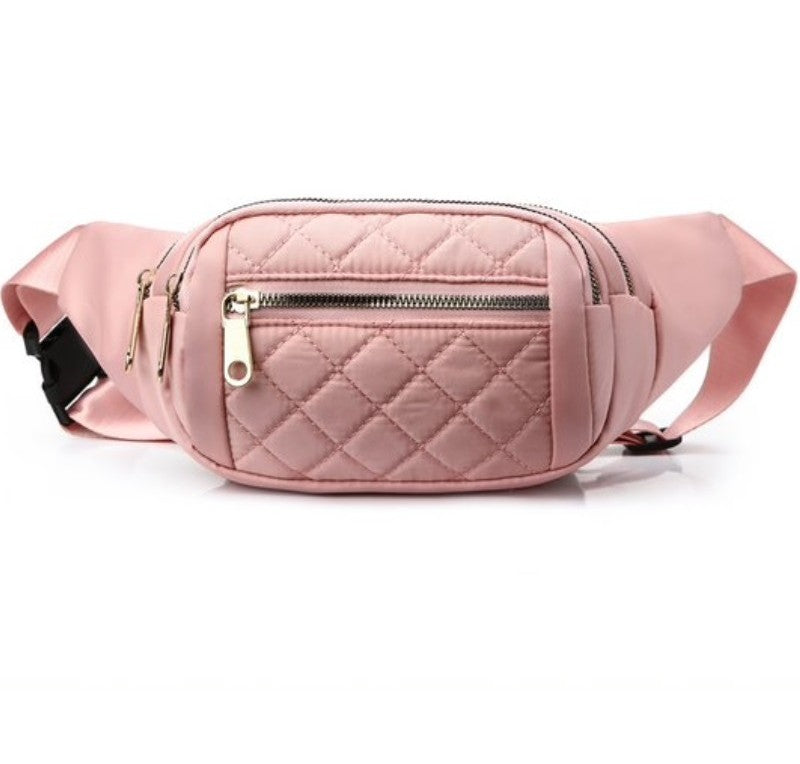 Quilted Multi Pocket Waist Belt Bag