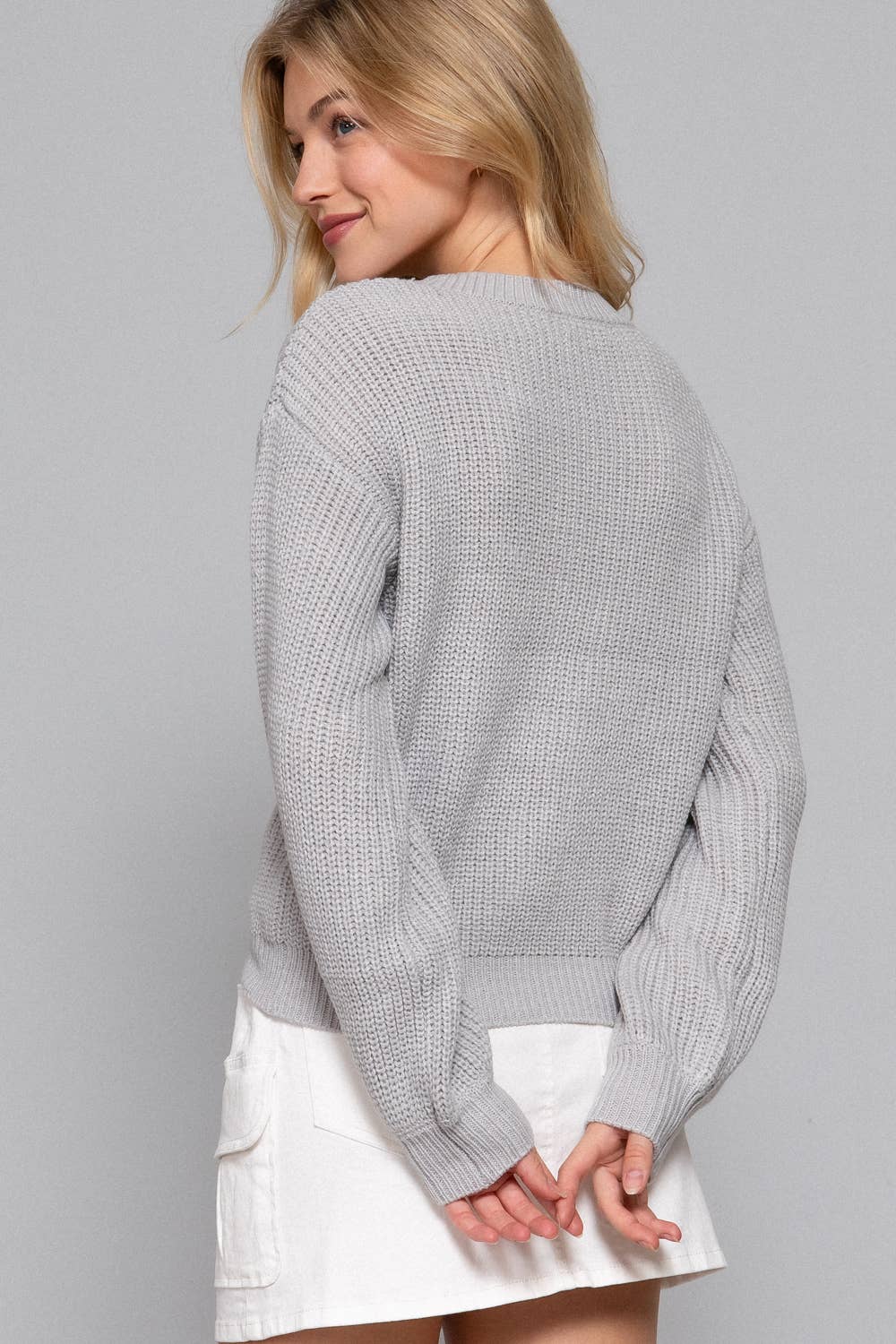 Round Neck Heart Jacquard Sweater
