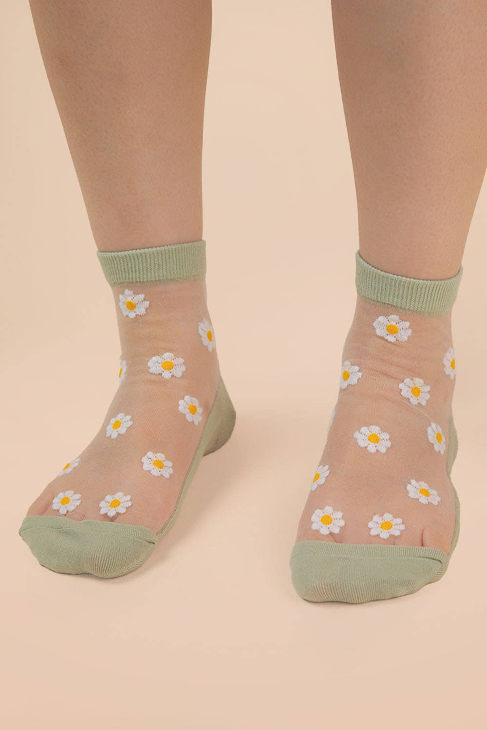 Floral Embroidered Mesh Ankle Socks
