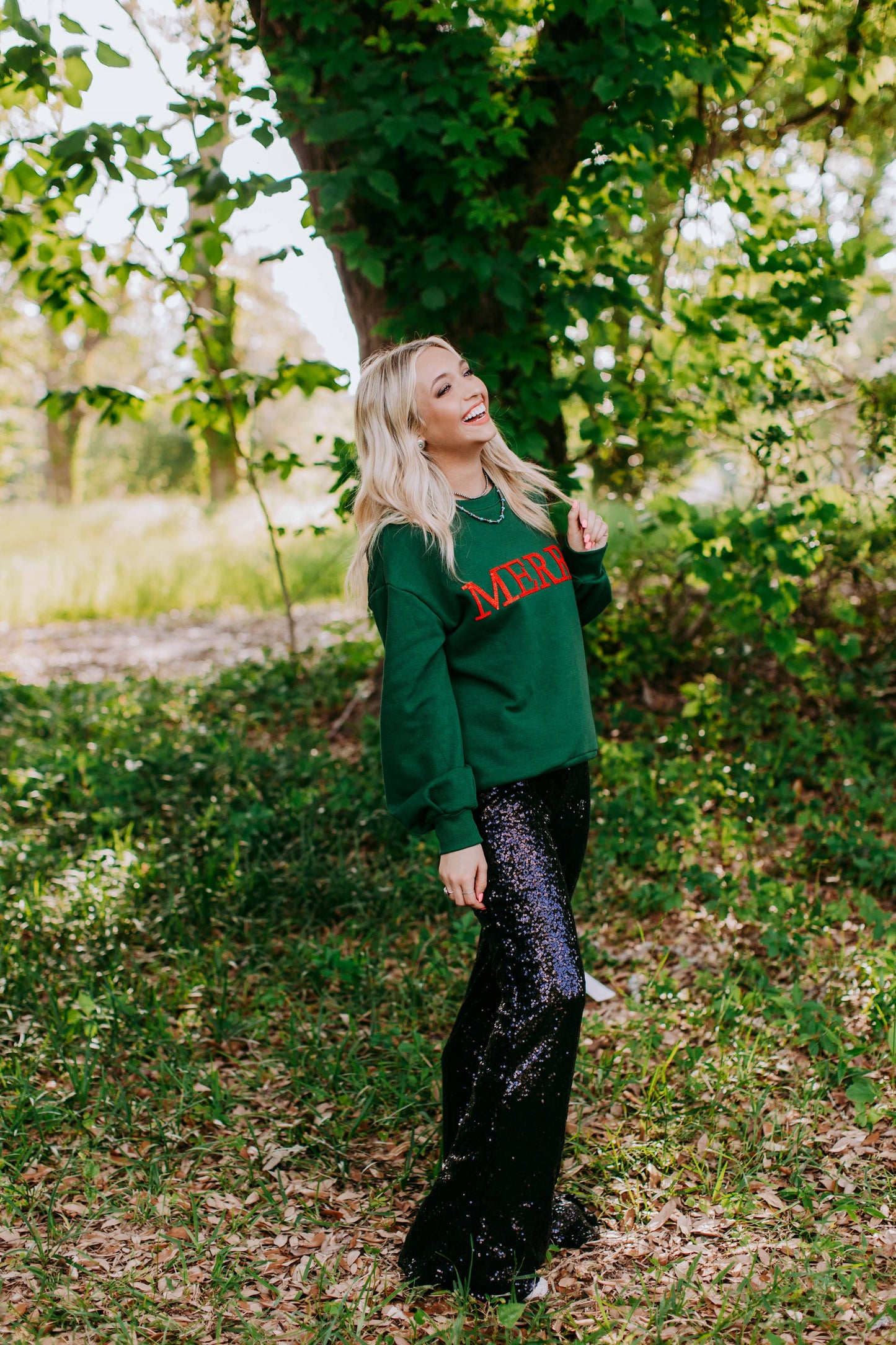 MERRY Sequin Engraved Sweatshirt (2 Colors)