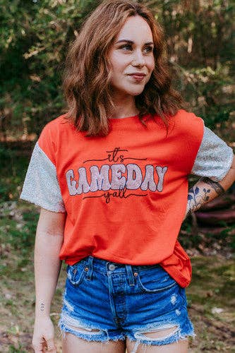 Sequin Sleeves Game Day Tee