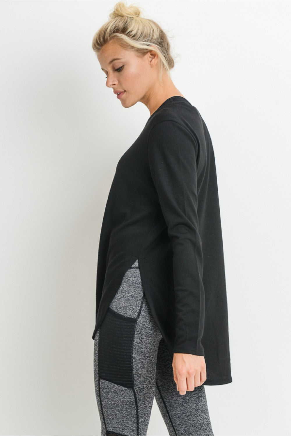 Mono B Long Sleeve Flow Top with Side Slit (new color!)