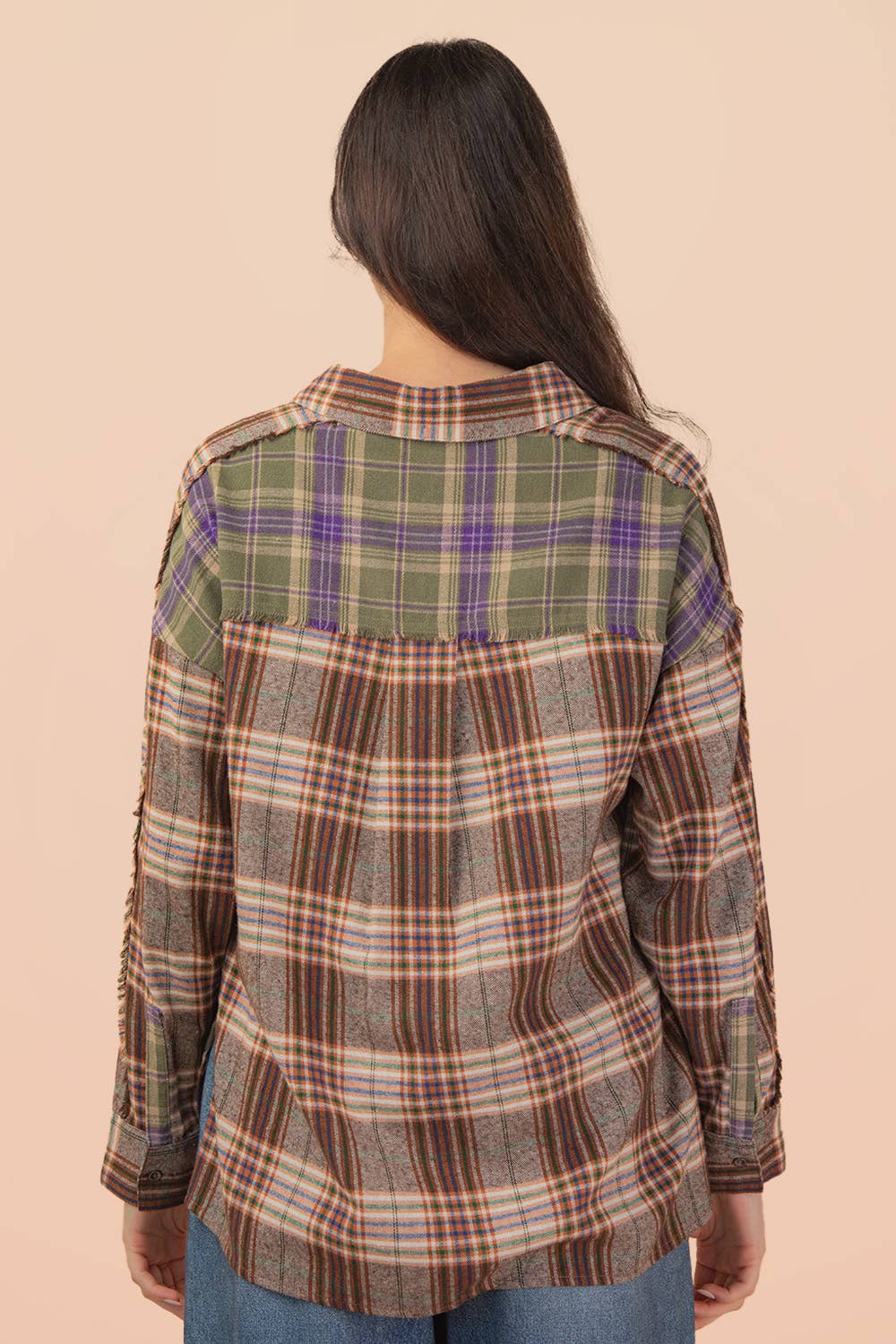 Plaid Detail Casual Shirt Top