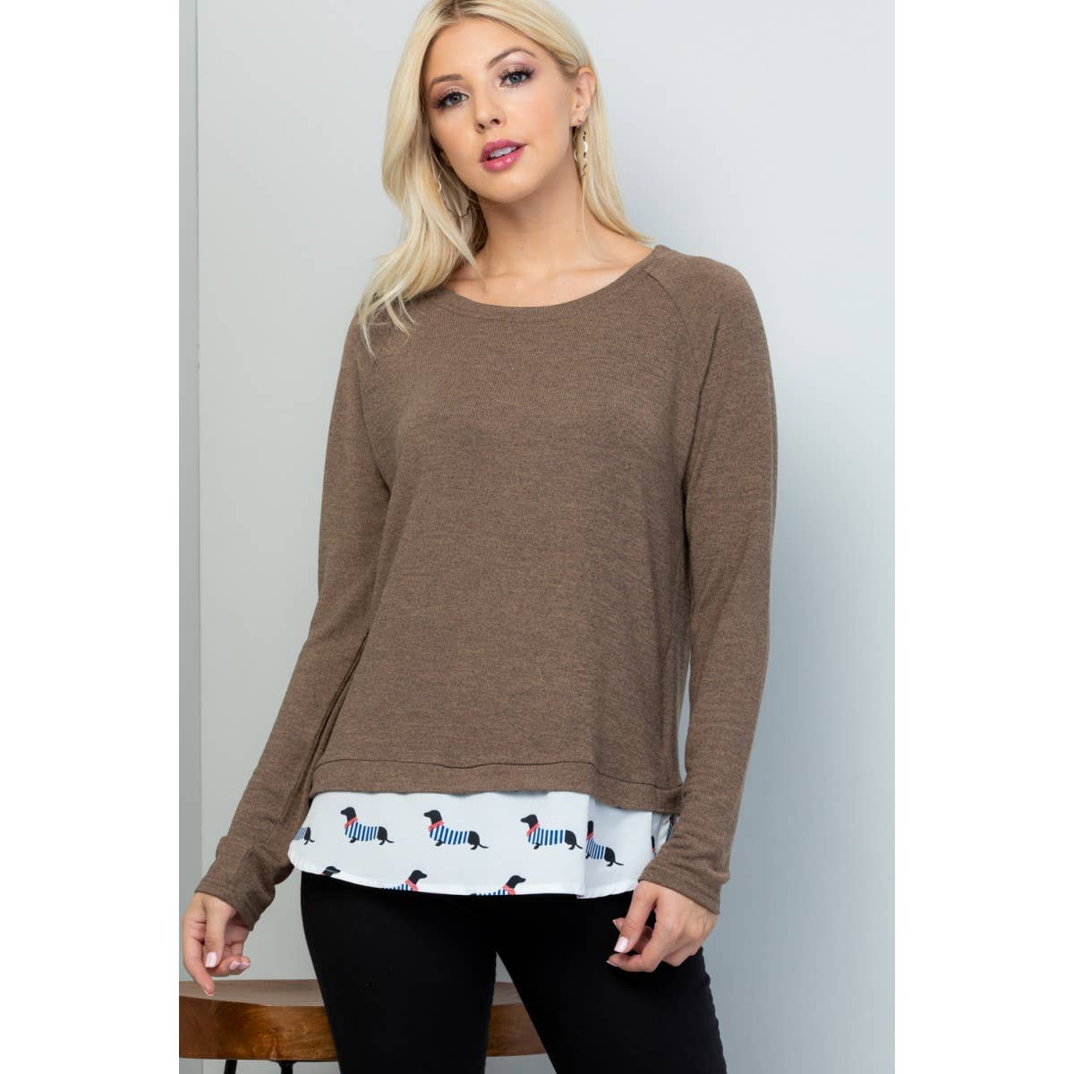 French Dog Print Sweater