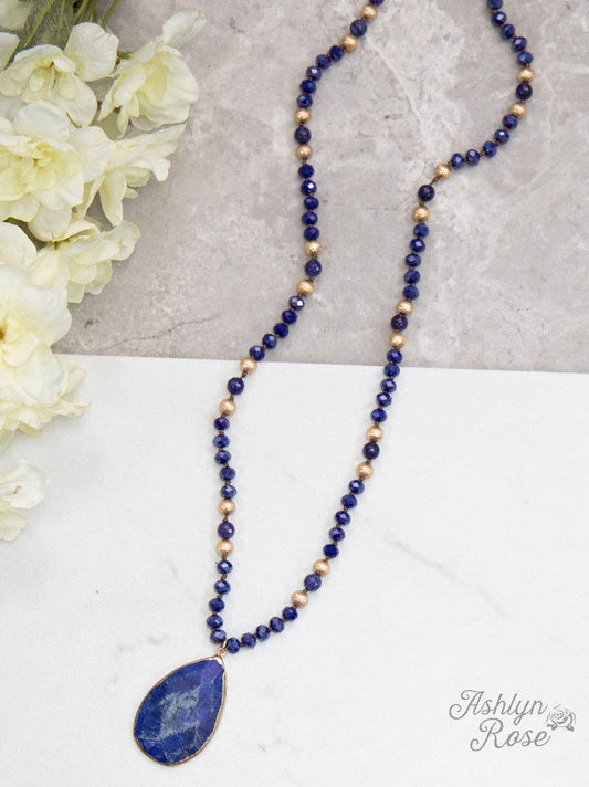 Beaded Necklace with Stone Pendant