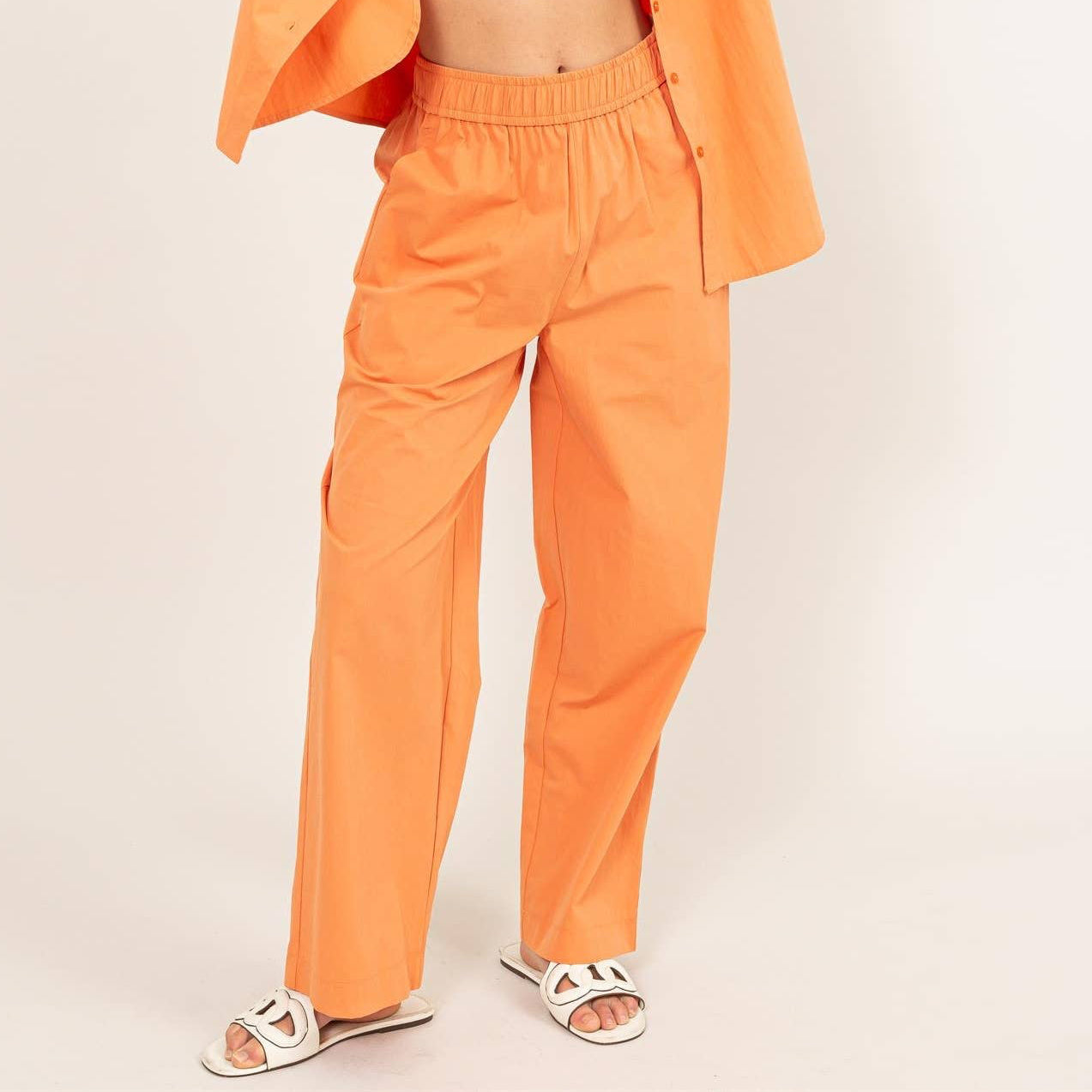 Poplin High Waist Wide Leg Pants