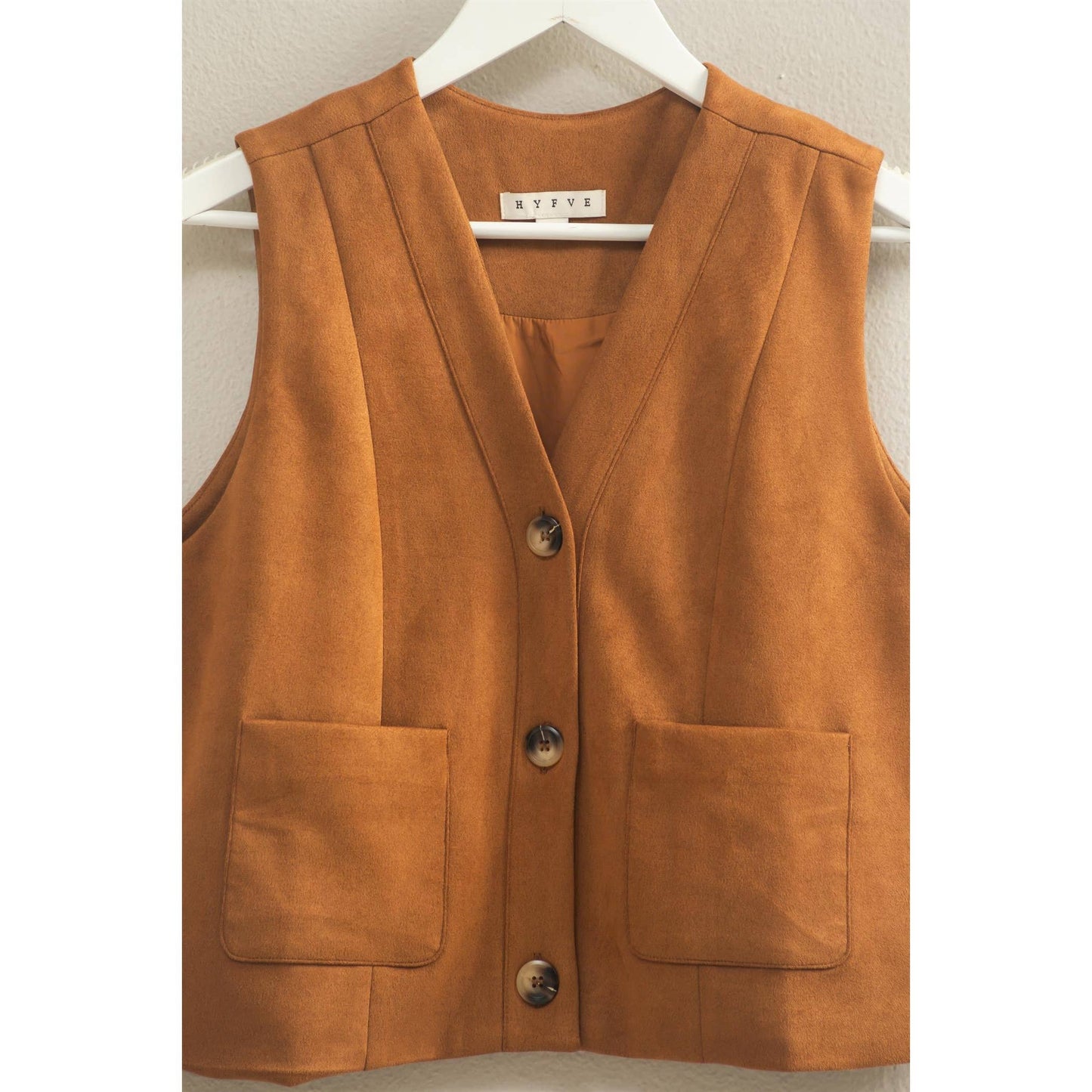 Button-Front Suede Vest