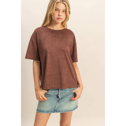 Suede Short Sleeve T-Shirt