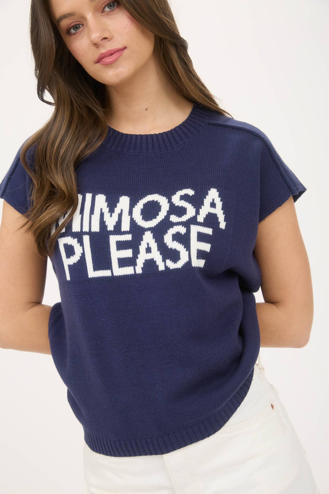 Mimosa Please Shirt Sleeve Pullover Sweater