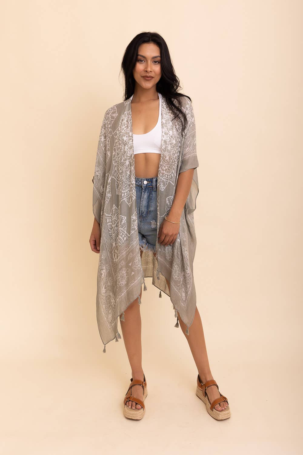 Versatile Kimono Cardigan with Tassels