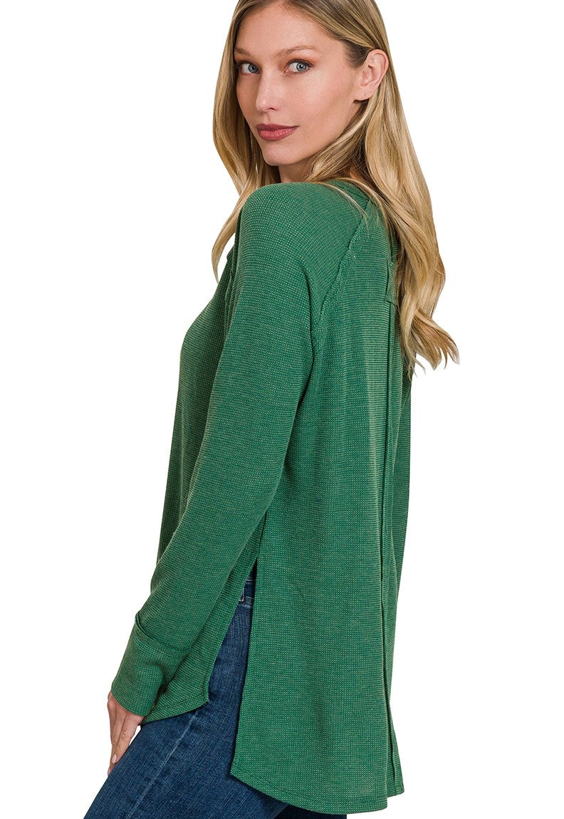 Zenana Waffle Long Sleeve Top (3 Colors)