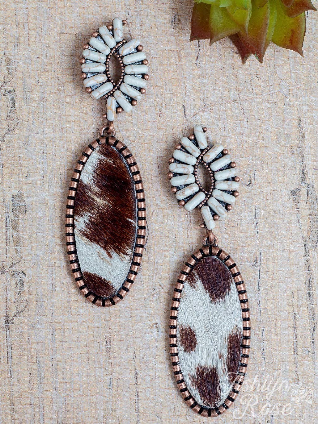 Oval Cow Print Earrings