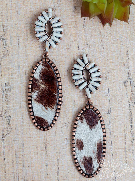 Oval Cow Print Earrings