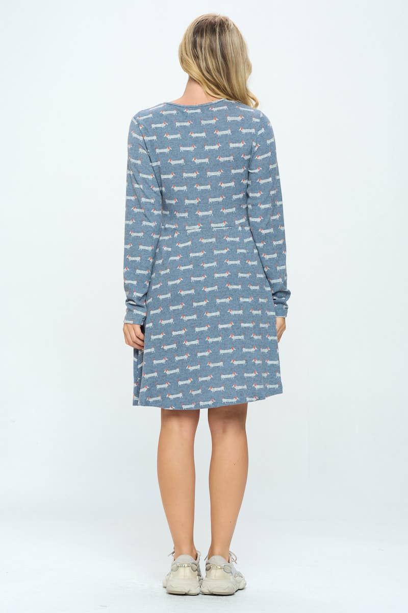 Weiner Dog Print Tunic Dress