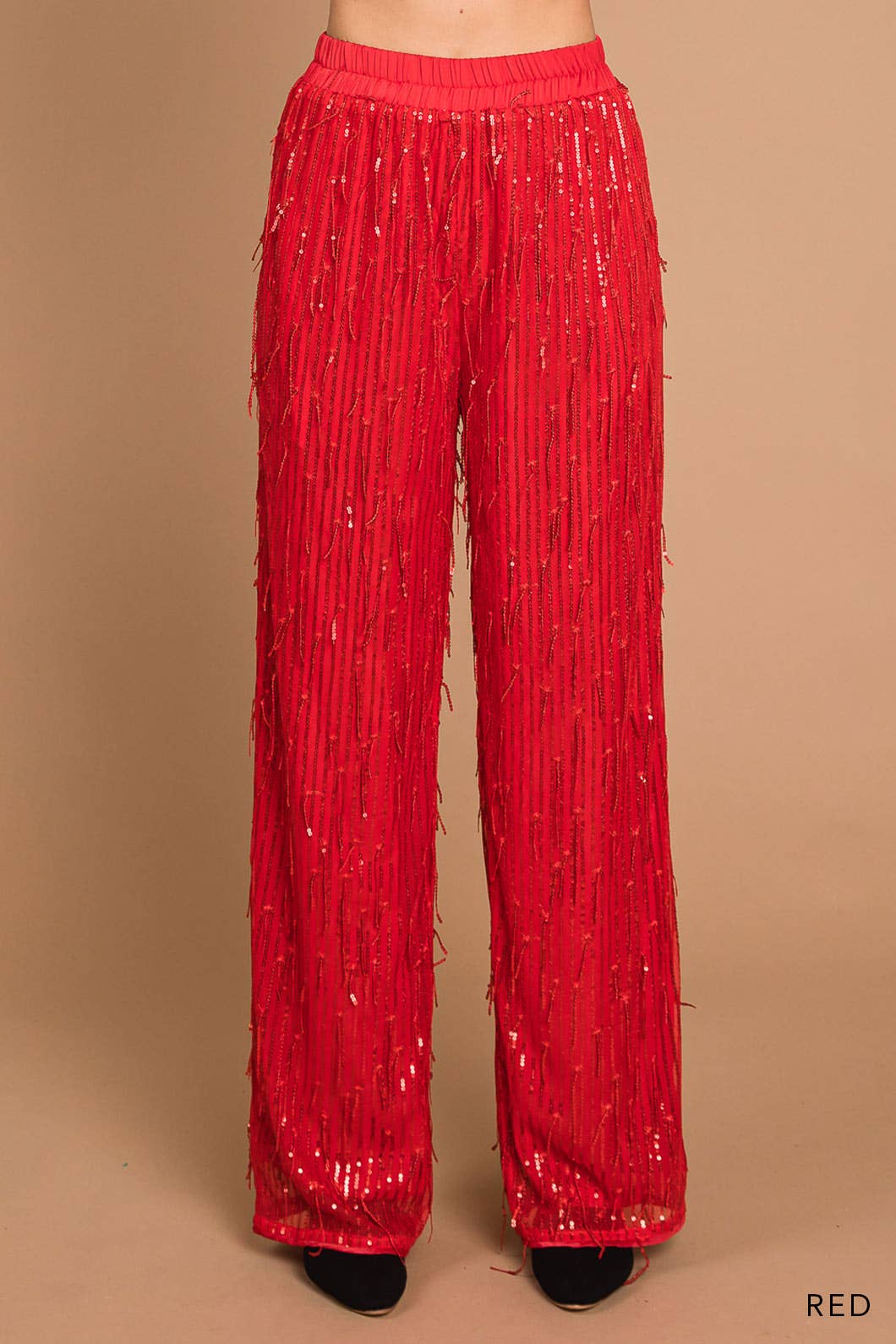 Sequin Fabric Wide Leg Pants