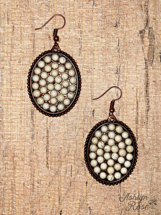 Bronze Earrings With Cream Pendant