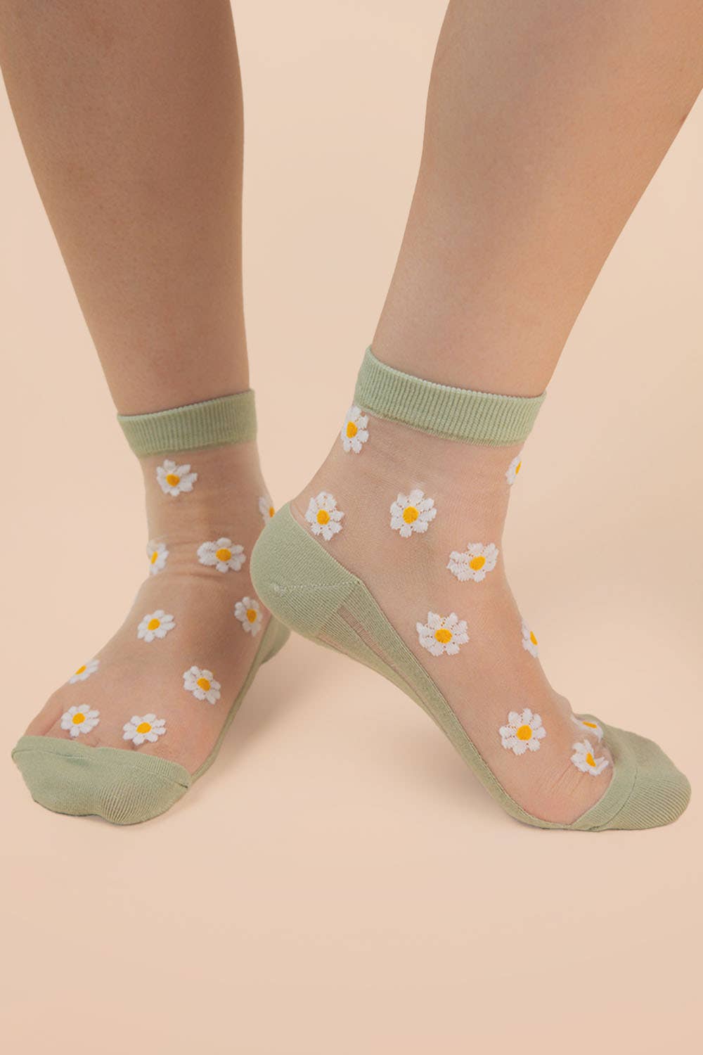 Floral Embroidered Mesh Ankle Socks