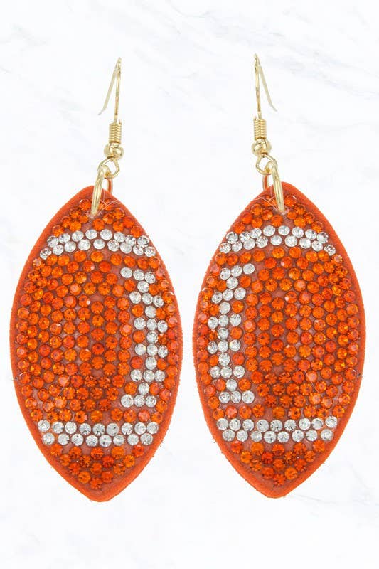 Suede Crystal Football Earrings