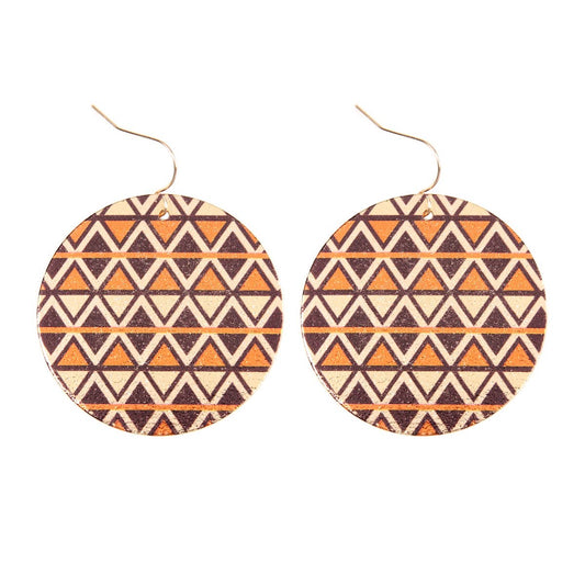 Chevron Disc Hook Drop Earrings