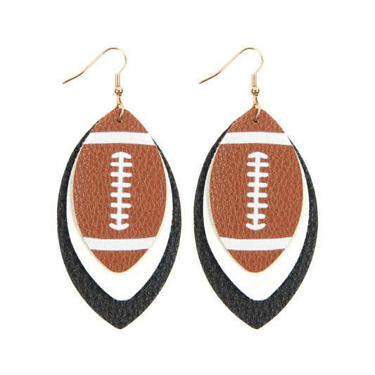 Football Layered Leather Earrings