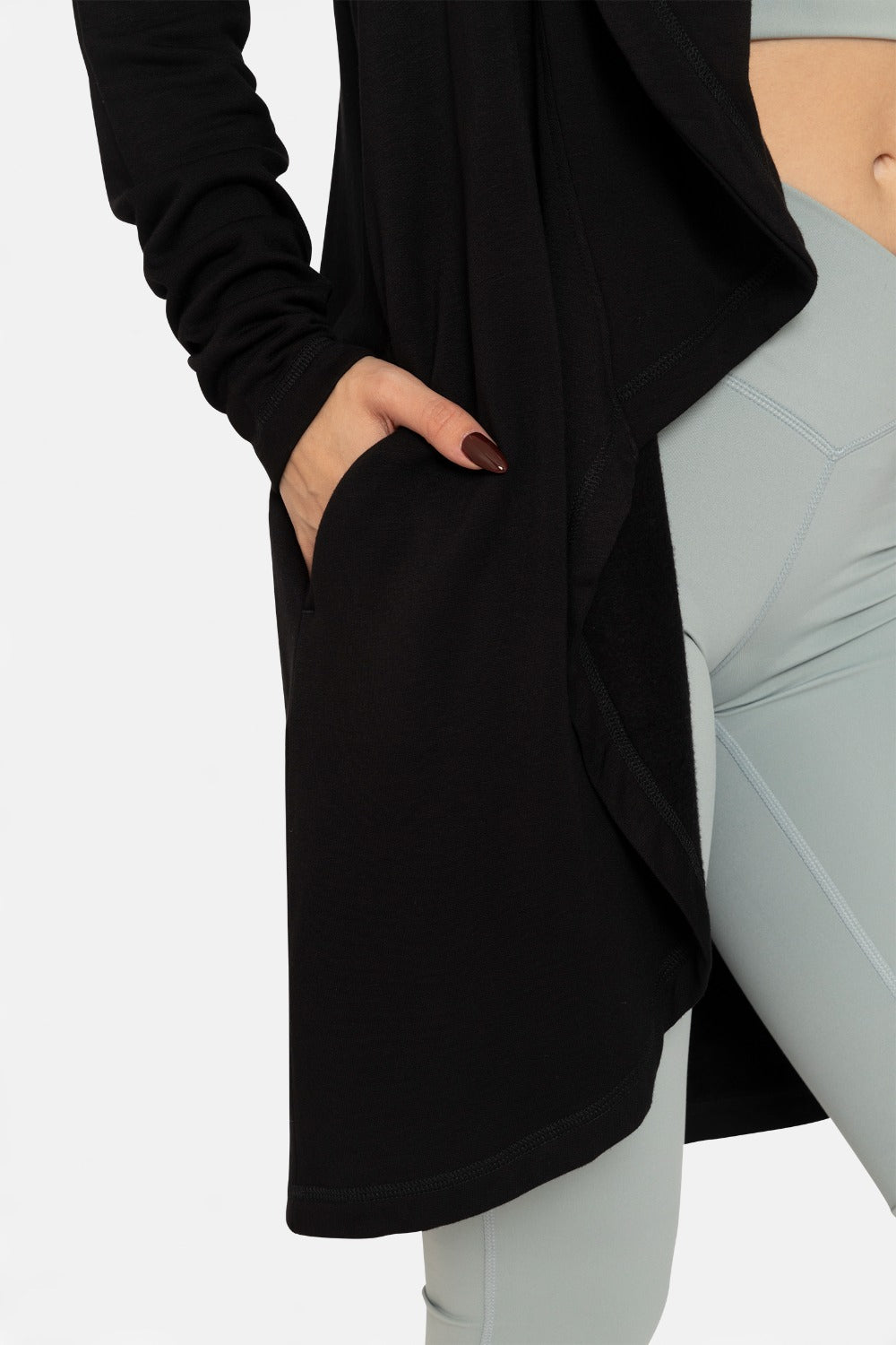 Mono B Fleece Lined Flowy Open Cardigan