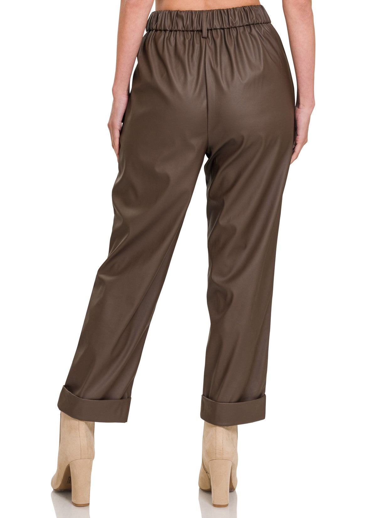 Zenana Vegan Leather Pleat Front Pants Goal Crusher Apparel