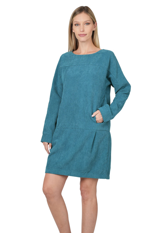 Zenana Corduroy Relazed Mini Dress (2 Colors)