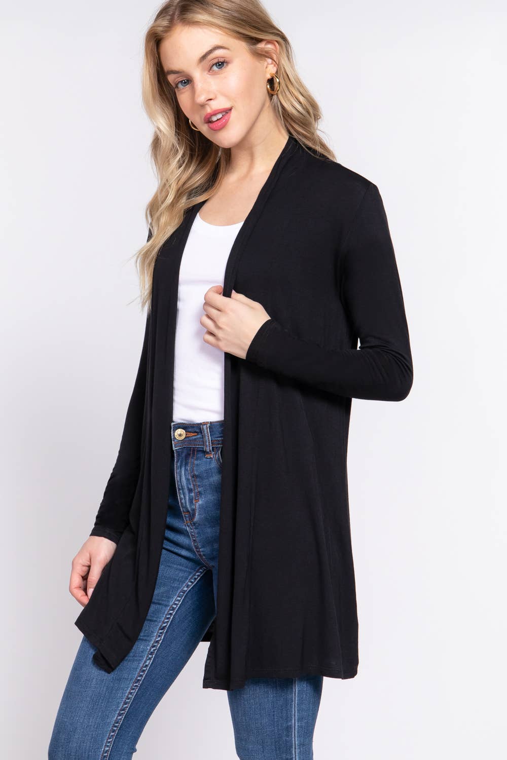 Fitted Long Sleeve Lightweight Cardigan