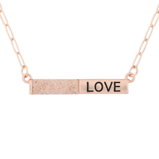 "LOVE" Half Natural Stone Half Metal Necklace