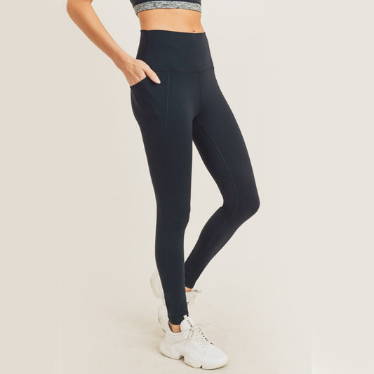 Mono B Tapered Band Solid Highwaist Leggings (4 Colors)