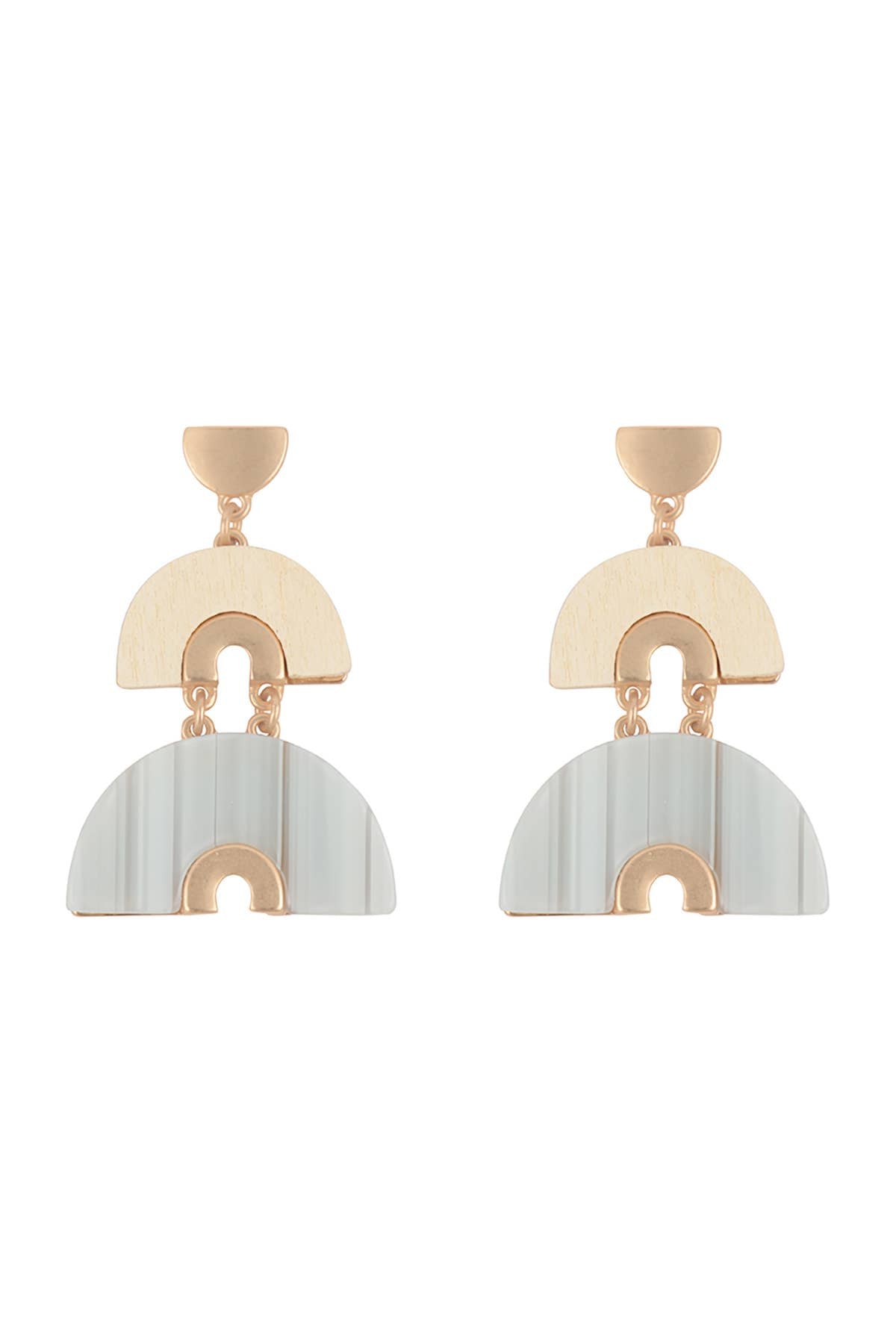 Wood and Acrylic Arch Layered Drop Earrings