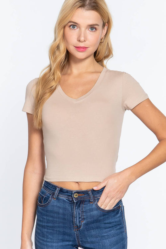 Fitted Short Sleeve Crop Tops (2 styles)
