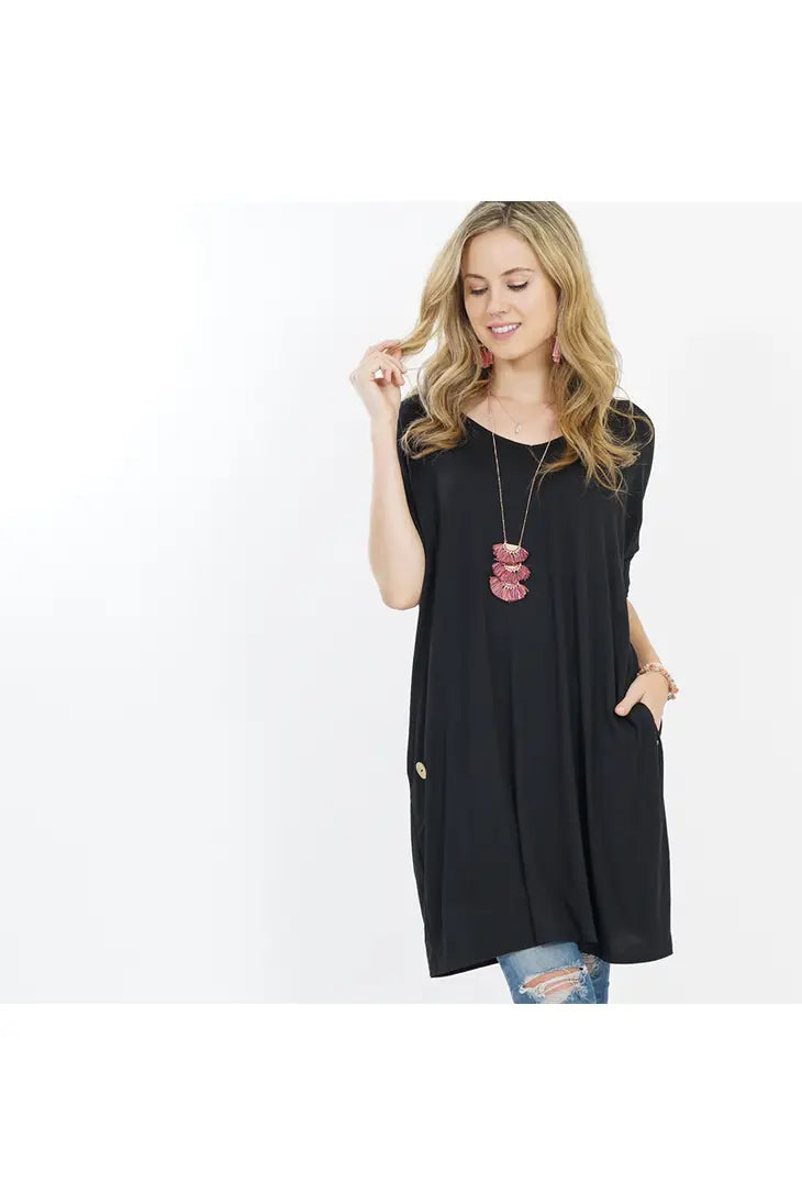 Oversize Convertible Tunic With Side Pockets