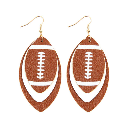 Football Layered Leather Earrings