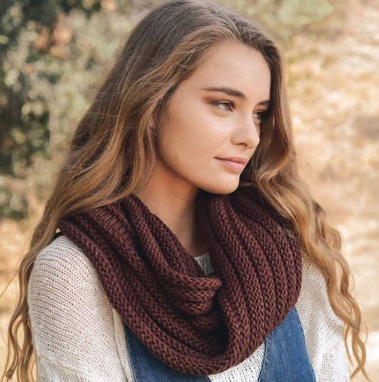 Chunky Rib Knit Infinity Scarf