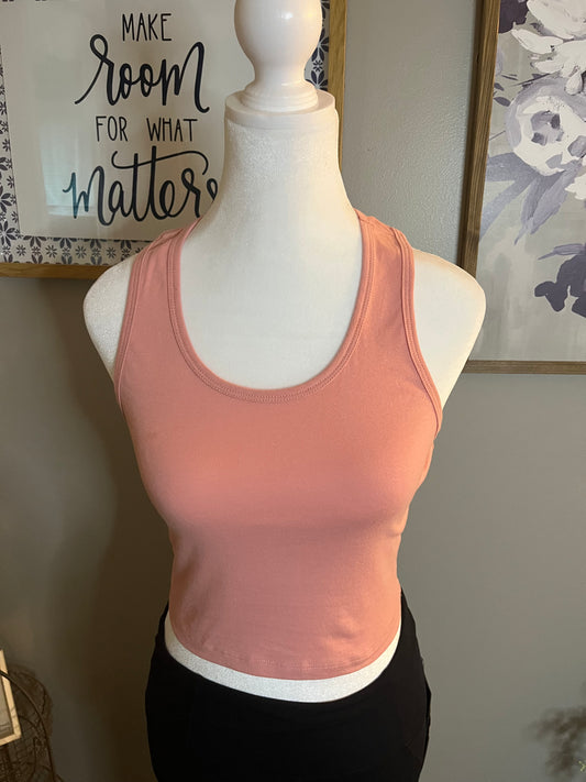 Fitted Racerback Cotton Spandex Jersey Crop Tank Top