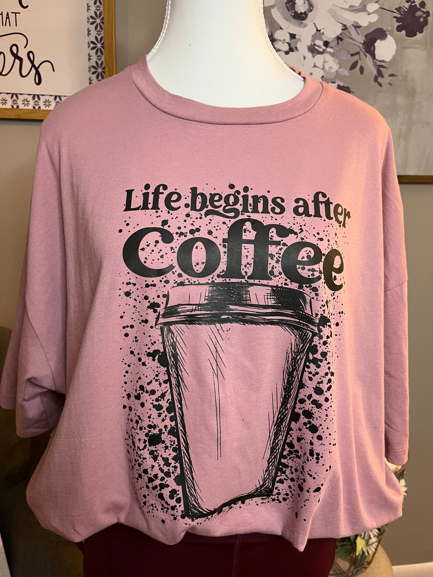 Life Begins With Coffee Oversized Tee