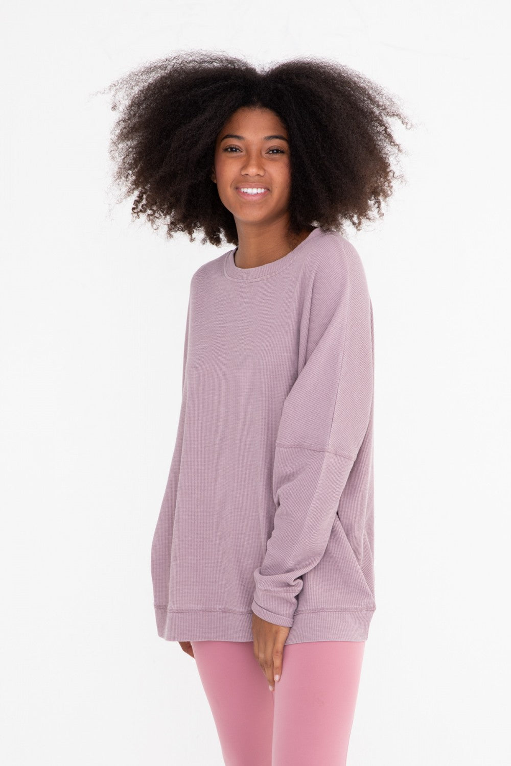 Mono B Waffle Ribbed Roundneck Pullover (2 Colors)